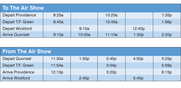 Trains to Planes Schedule Arriving Quonset